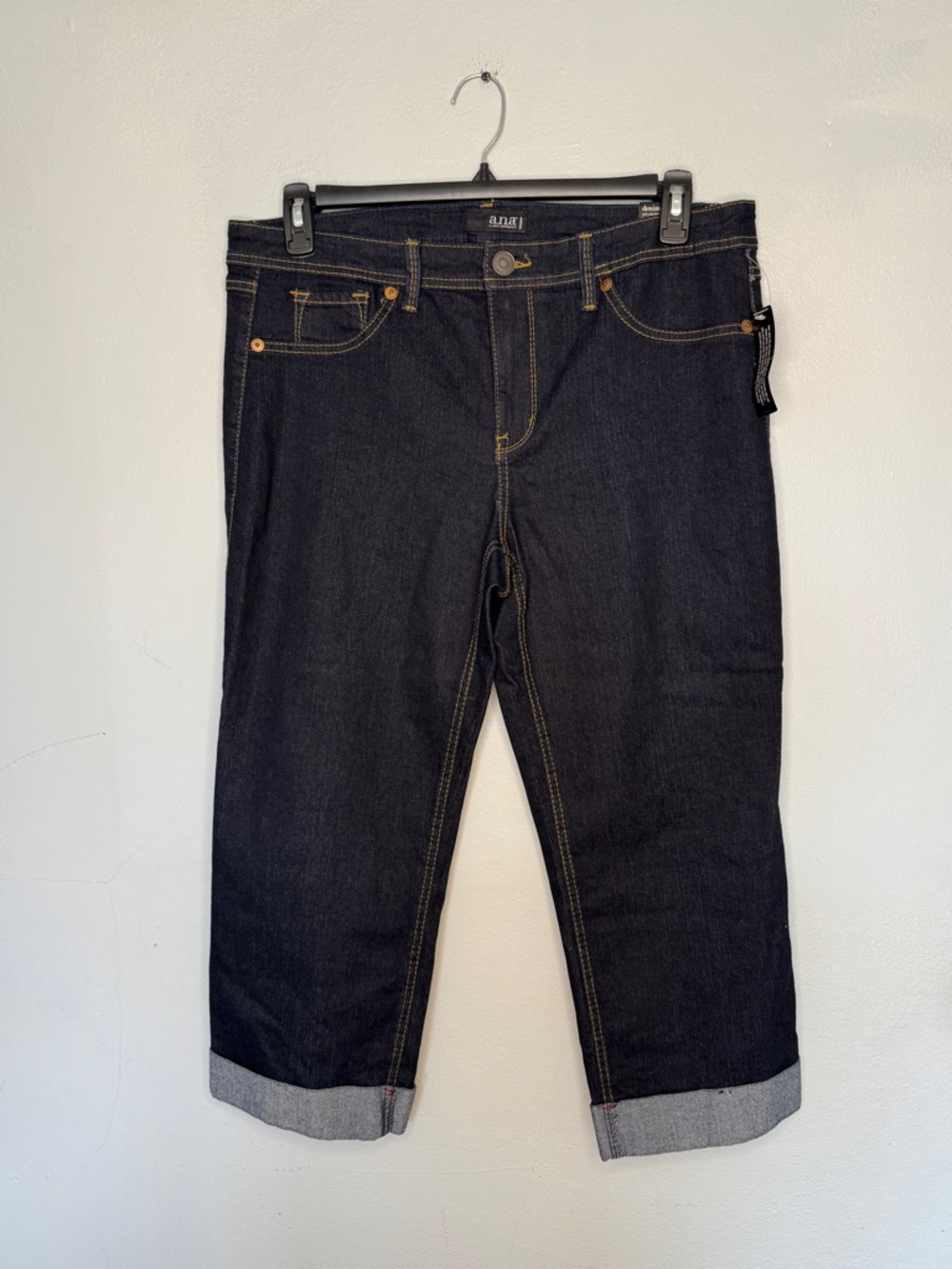 A.N.A Dark Denim Cropped Jeans with Cuffed Hem Size 16W NWT